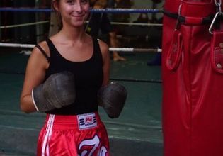 Muay Thai Boxing Training with soldier