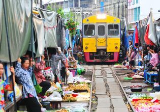 Amphawa Floating Market and Umbrella Railway Market