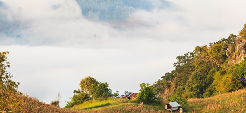 The mist and the mountains seen from Doi Samer Doi in Nan